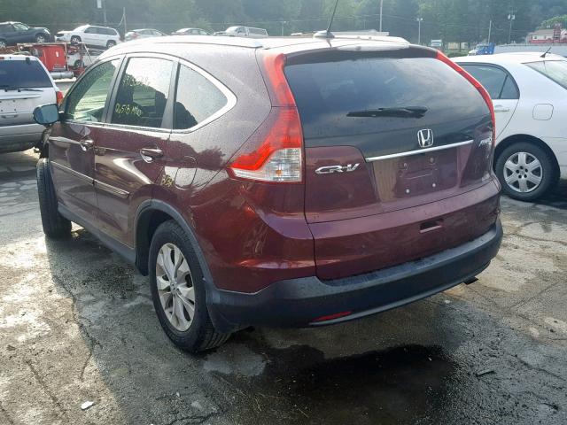 5J6RM4H79DL031864 - 2013 HONDA CR-V EXL BURGUNDY photo 3