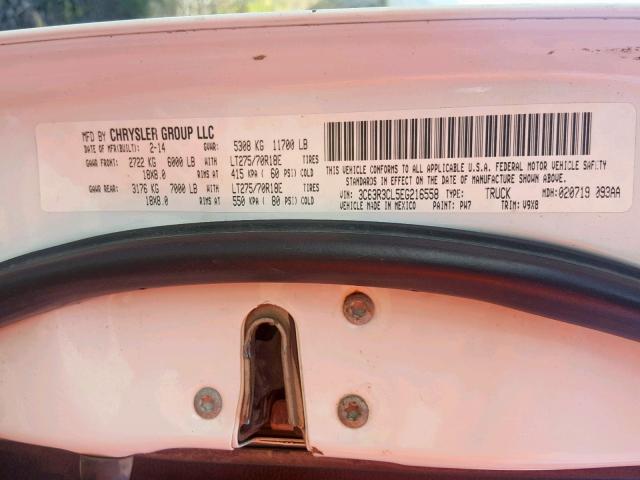 3C63R3CL5EG216558 - 2014 RAM 3500 ST WHITE photo 10