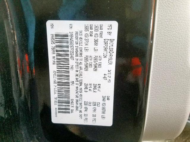 1A8HW58297F556487 - 2007 CHRYSLER ASPEN LIMI BLACK photo 10