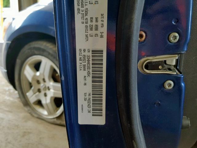 1B3HB48C69D149541 - 2009 DODGE CALIBER SX BLUE photo 10