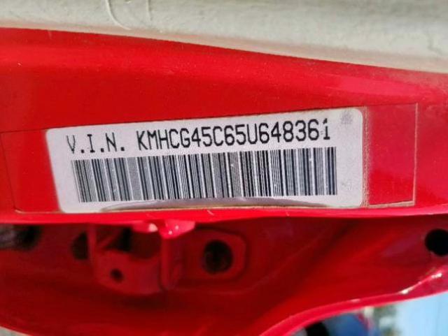 KMHCG45C65U648361 - 2005 HYUNDAI ACCENT GL RED photo 10