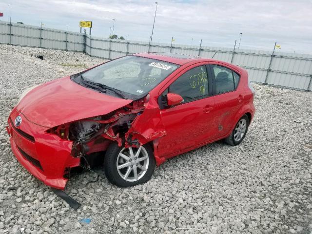 JTDKDTB38D1050764 - 2013 TOYOTA PRIUS C RED photo 2