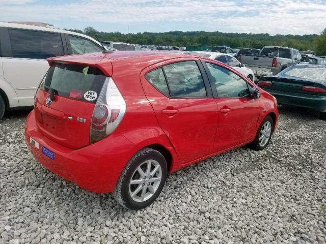 JTDKDTB38D1050764 - 2013 TOYOTA PRIUS C RED photo 4