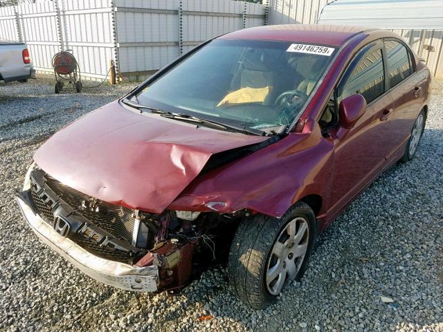 2HGFA16559H528708 - 2009 HONDA CIVIC LX BURGUNDY photo 2