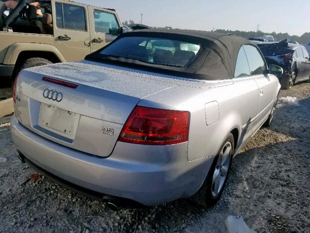 WAUDH48H77K021323 - 2007 AUDI A4 3.2 CAB SILVER photo 4