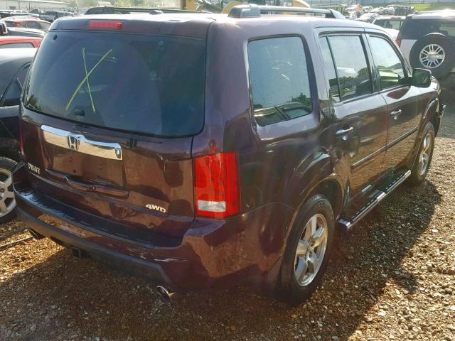 5FNYF4H55AB037847 - 2010 HONDA PILOT EXL PURPLE photo 4