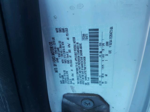 NM0LS7E76E1151008 - 2014 FORD TRANSIT CO WHITE photo 10