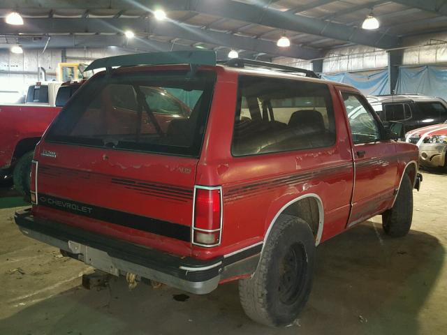 1GNCS18Z2N0111048 - 1992 CHEVROLET BLAZER S10 RED photo 4