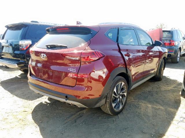 KM8J33AL0KU981329 - 2019 HYUNDAI TUCSON LIM MAROON photo 4