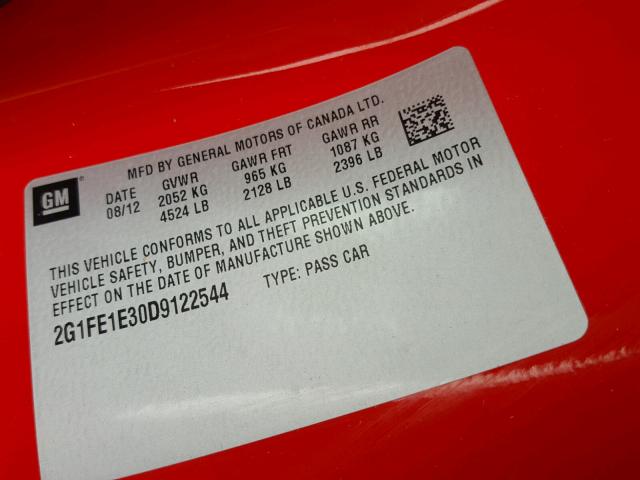 2G1FE1E30D9122544 - 2013 CHEVROLET CAMARO LS RED photo 10