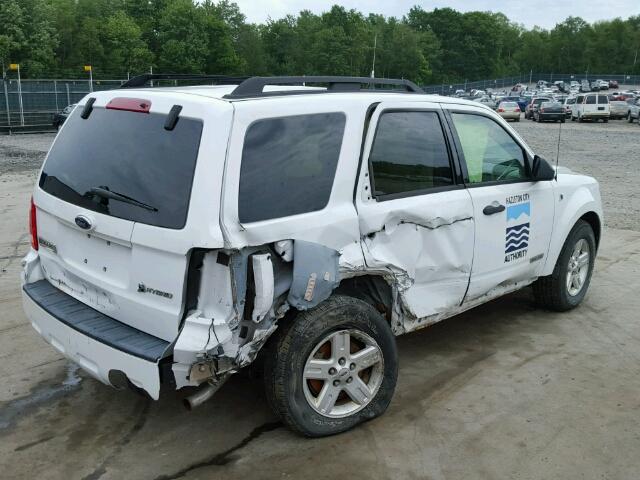 1FMCU59H48KD42800 - 2008 FORD ESCAPE HEV WHITE photo 4