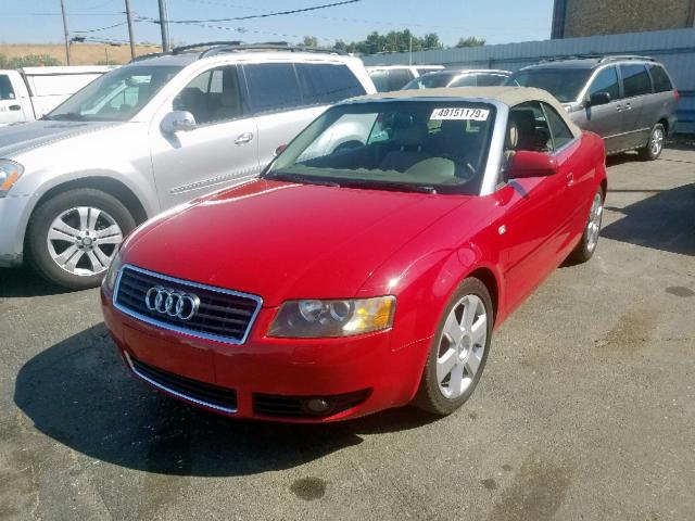 WAUAT48H04K016882 - 2004 AUDI A4 3.0 CAB RED photo 2