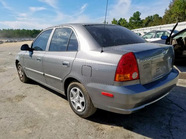 KMHCG45C65U586170 - 2005 HYUNDAI ACCENT GL GRAY photo 3