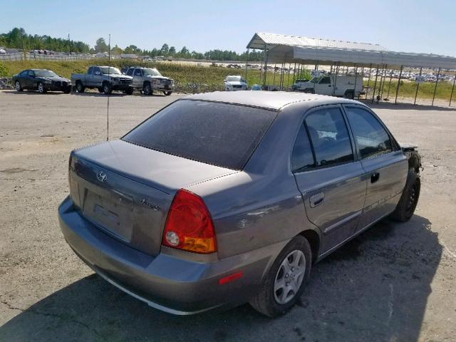 KMHCG45C65U586170 - 2005 HYUNDAI ACCENT GL GRAY photo 4