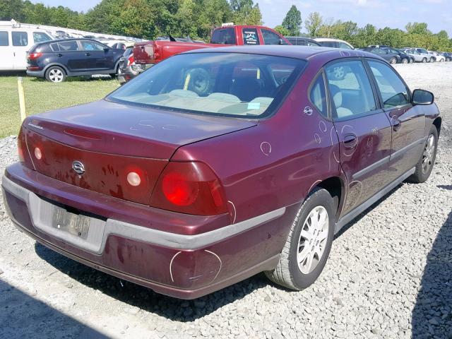 2G1WF52E539127635 - 2003 CHEVROLET IMPALA BURGUNDY photo 4