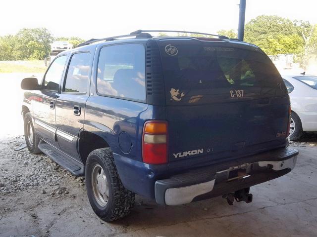 1GKEC13Z52R306482 - 2002 GMC YUKON BLUE photo 3