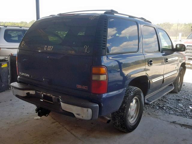 1GKEC13Z52R306482 - 2002 GMC YUKON BLUE photo 4