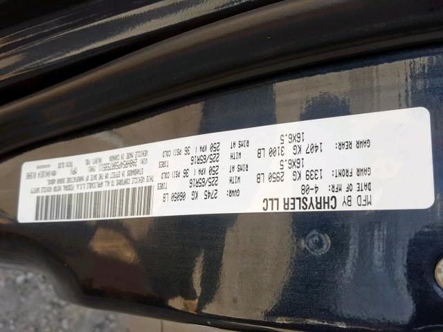 2A8HR54P58R759511 - 2008 CHRYSLER TOWN & COU BLUE photo 10