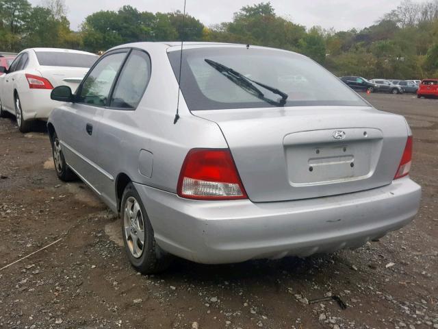 KMHCG35CX2U197439 - 2002 HYUNDAI ACCENT GS SILVER photo 3