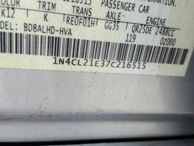 1N4CL21E37C216515 - 2007 NISSAN ALTIMA HYB SILVER photo 10