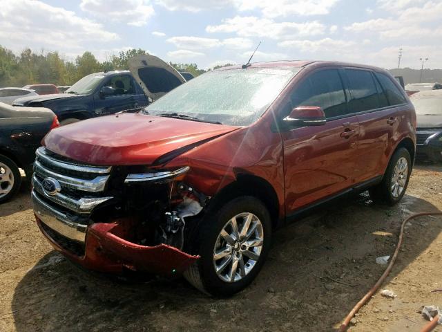 2FMDK4JC4EBB53722 - 2014 FORD EDGE SEL RED photo 2