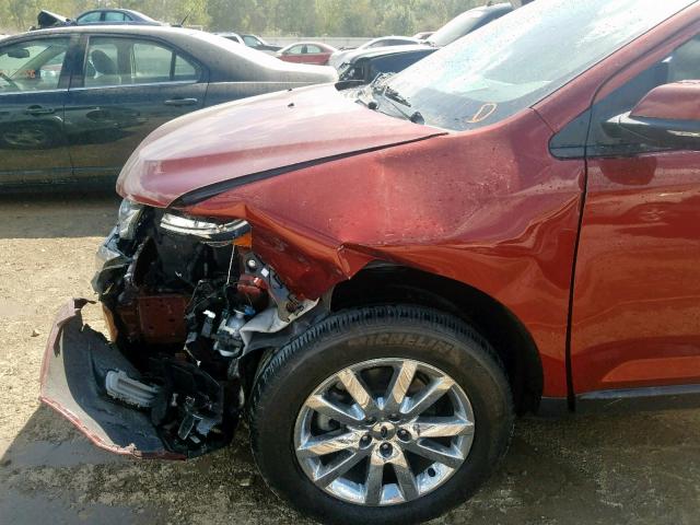 2FMDK4JC4EBB53722 - 2014 FORD EDGE SEL RED photo 9