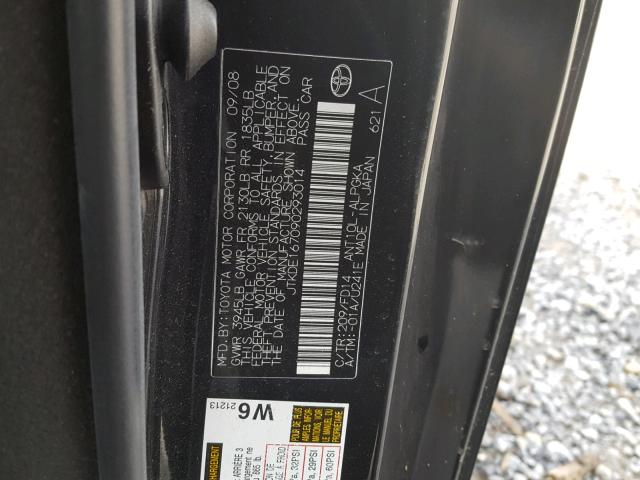 JTKDE167090293014 - 2009 TOYOTA SCION TC შავი ფოტო 10