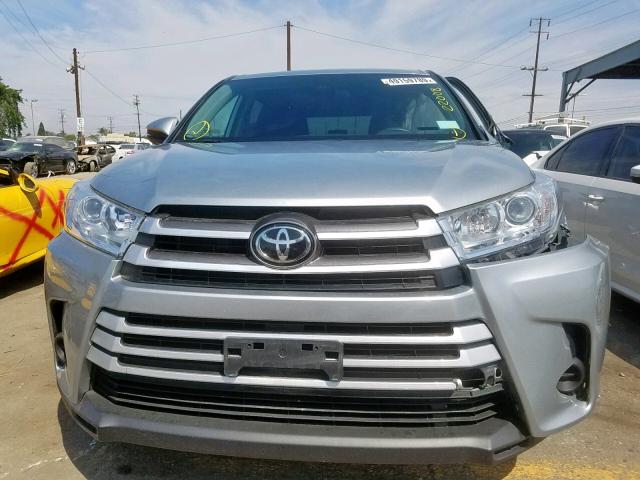 5TDBZRFH5KS946708 - 2019 TOYOTA HIGHLANDER SILVER photo 9