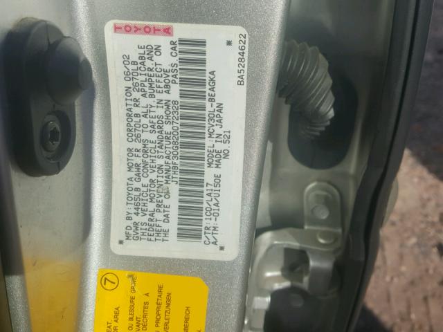 JTHBF30G820072328 - 2002 LEXUS ES 300 SILVER photo 10