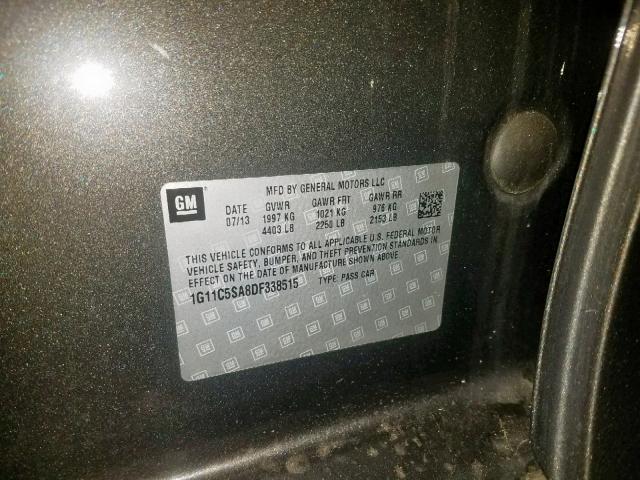 1G11C5SA8DF338515 - 2013 CHEVROLET MALIBU 1LT CHARCOAL photo 10