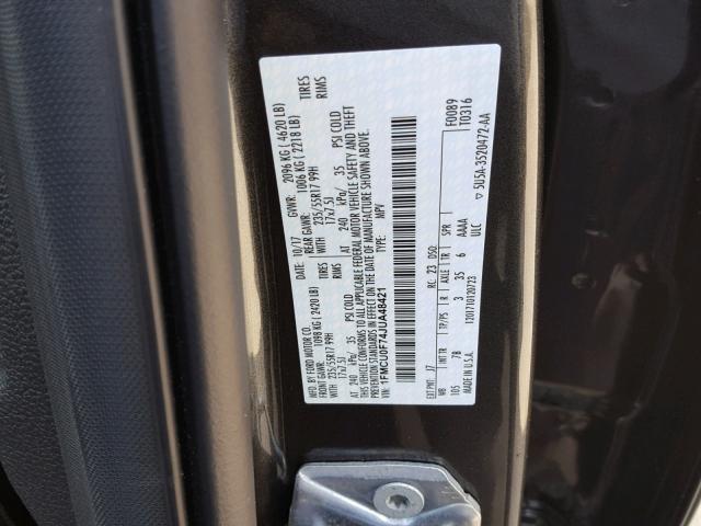 1FMCU0F74JUA48421 - 2018 FORD ESCAPE S GRAY photo 10