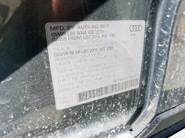 WA18NAF41HA152941 - 2017 AUDI A4 ALLROAD GRAY photo 10