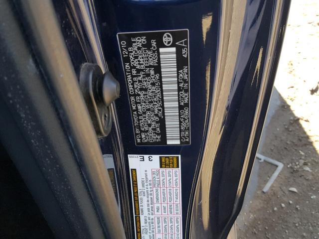 JTKJF5C72B3015196 - 2011 TOYOTA SCION TC ლურჯი ფოტო 10