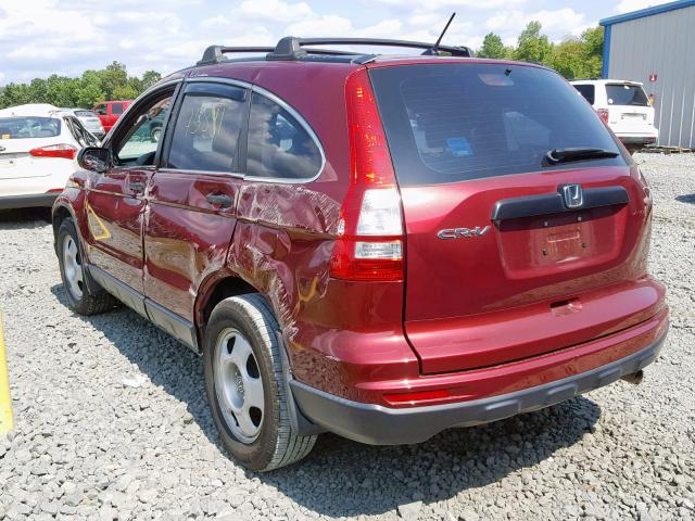 5J6RE3H31AL020244 - 2010 HONDA CR-V LX RED photo 3