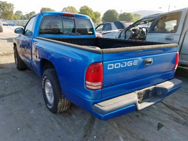 1B7FL26X2XS165533 - 1999 DODGE DAKOTA BLUE photo 3