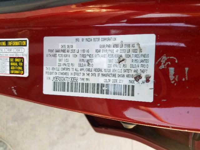 JM3ER293470130658 - 2007 MAZDA CX-7 RED photo 10