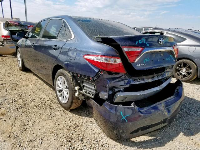 4T4BF1FK9GR570749 - 2016 TOYOTA CAMRY LE BLUE photo 3