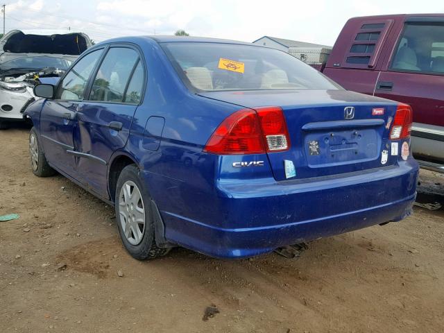 1HGES163X4L024464 - 2004 HONDA CIVIC DX V BLUE photo 3