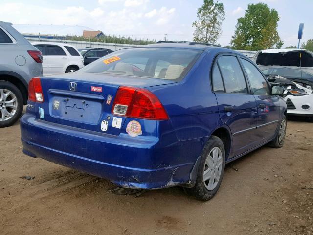 1HGES163X4L024464 - 2004 HONDA CIVIC DX V BLUE photo 4