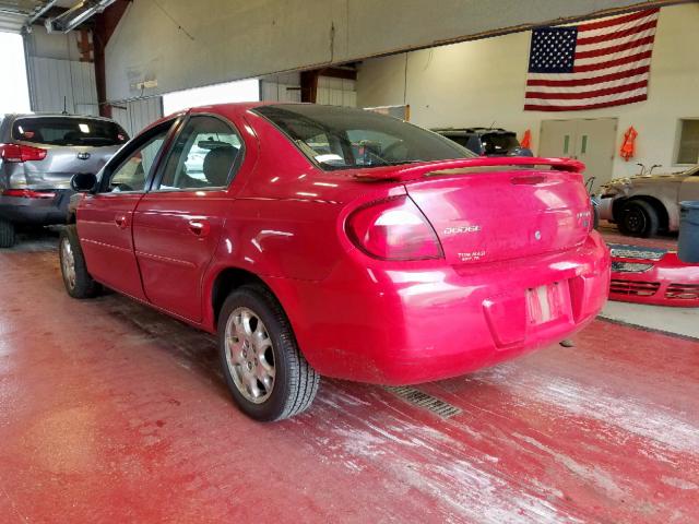 1B3ES56C55D210481 - 2005 DODGE NEON SXT RED photo 3