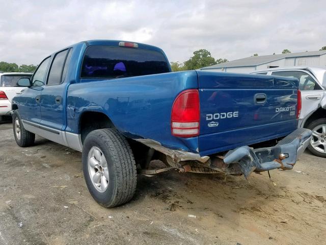 1D7HL48X93S314005 - 2003 DODGE DAKOTA QUA BLUE photo 3