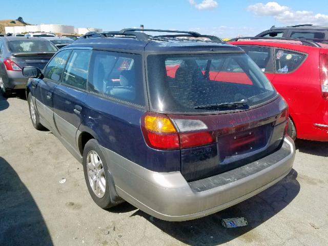 4S3BH665927610528 - 2002 SUBARU LEGACY OUT BLUE photo 3