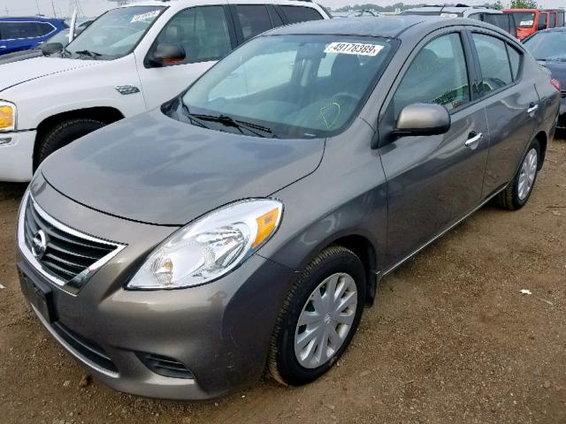 3N1CN7AP6EK456025 - 2014 NISSAN VERSA S GRAY photo 2