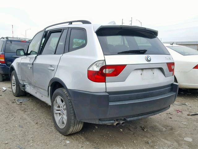 WBXPA93414WC34459 - 2004 BMW X3 3.0I SILVER photo 3