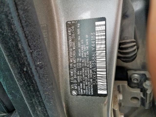 5UXFA13586LY44183 - 2006 BMW X5 3.0I GRAY photo 10