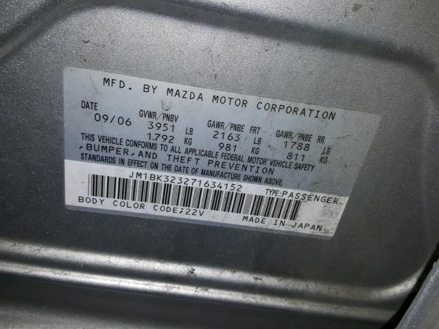 JM1BK323271634152 - 2007 MAZDA 3 S SILVER photo 10