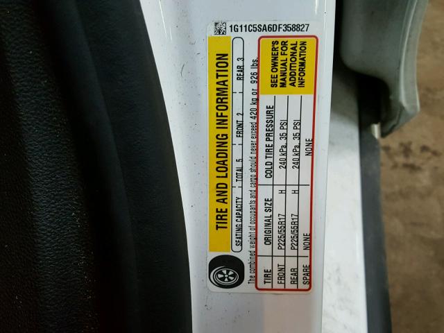 1G11C5SA6DF358827 - 2013 CHEVROLET MALIBU 1LT WHITE photo 10