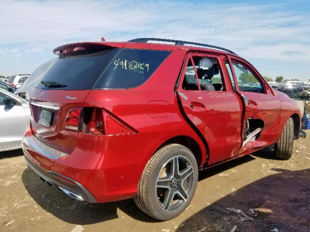 4JGDA5HB4JB160529 - 2018 MERCEDES-BENZ GLE 350 4M RED photo 4