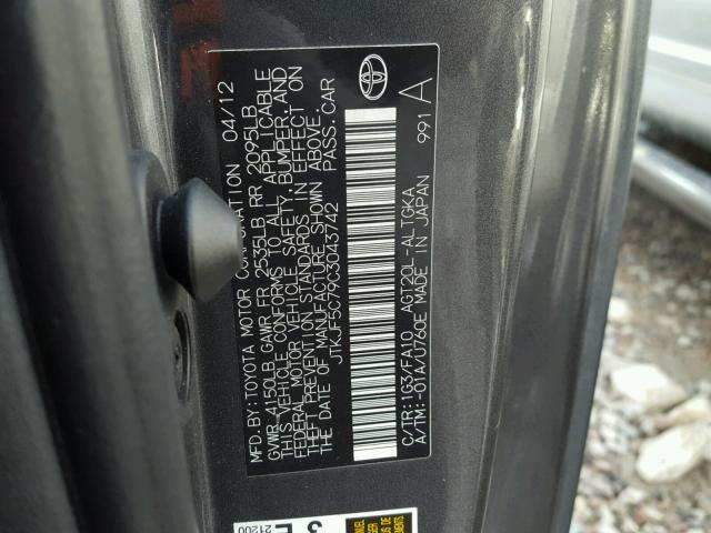 JTKJF5C79C3043742 - 2012 TOYOTA SCION TC Boz foto 10