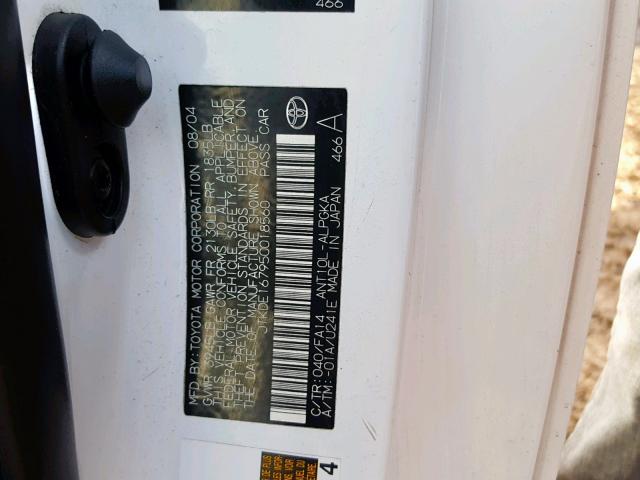 JTKDE167950018560 - 2005 TOYOTA SCION TC თეთრი ფოტო 10